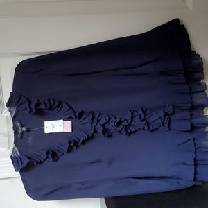 ♡ Cute Navy ruffled blouse